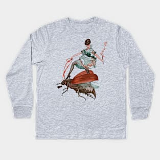 Flying High, Vintage Surreal Illustration Kids Long Sleeve T-Shirt